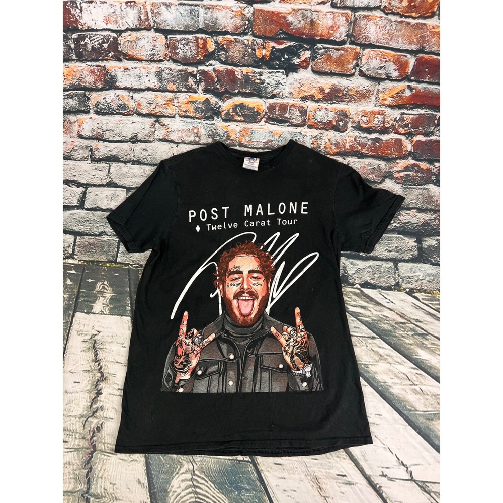 Post Malone Twelve Carat‎ Tour 2022 Black Graphic T-Shirt Small Delta Soft TCT